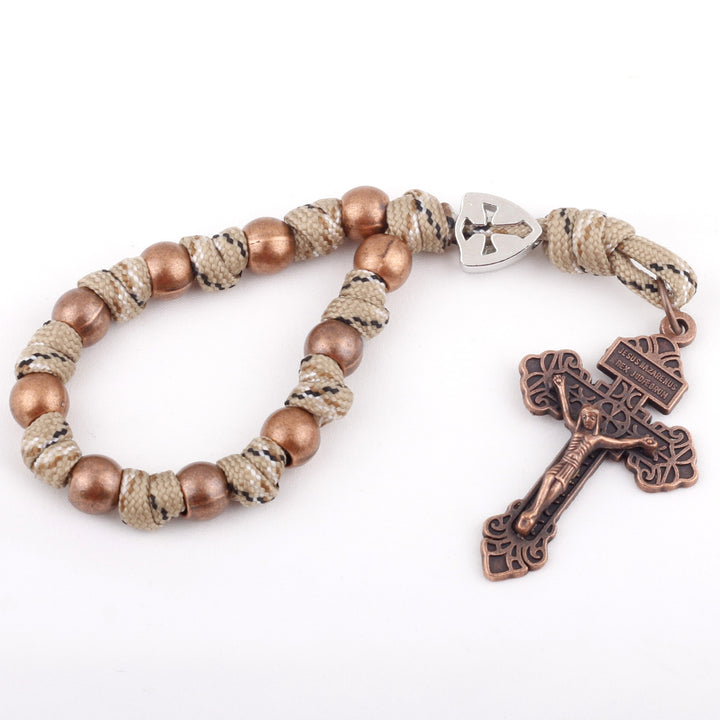 Chic Portable Pocket Rosary with Golden St. Benedict Medal & Crucifix