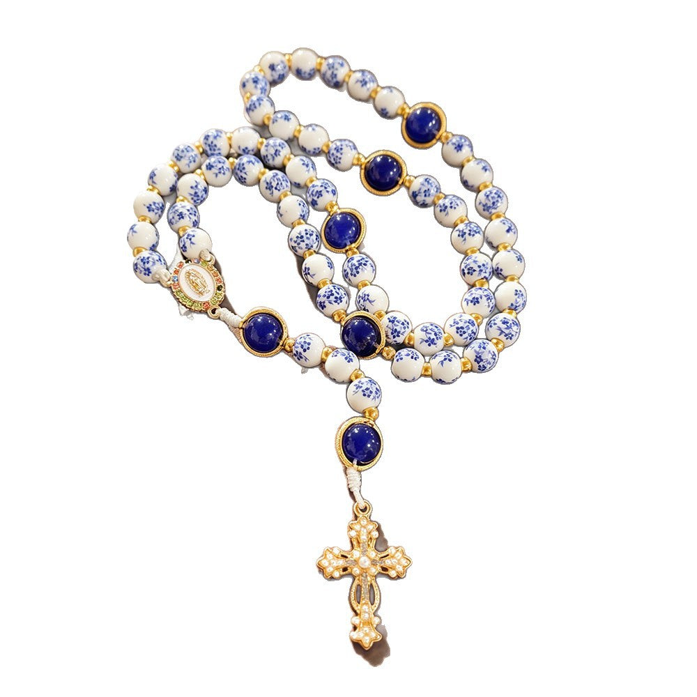 Divine Serenity Handmade Floral Rosary, Our Lady of Guadalupe & Crucifix, Ceramic & Jade