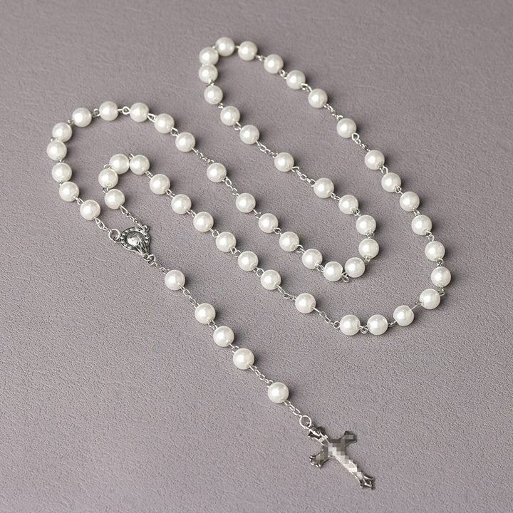 Royal Blue Pearl Beads Rosary with Holy Mother Medal & Crucifix
