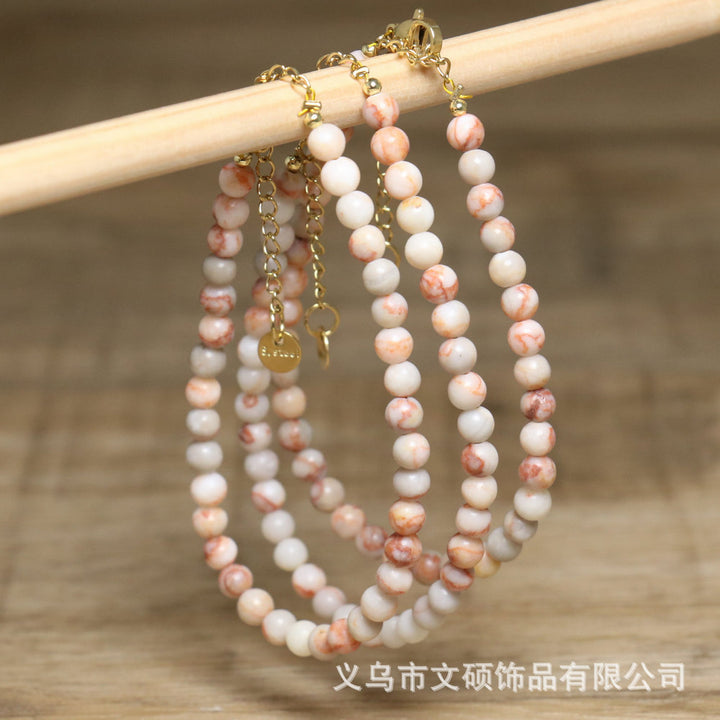 Matte Pink Zebra Jasper & Pearl Rosary with Miraculous Medal & Crucifix
