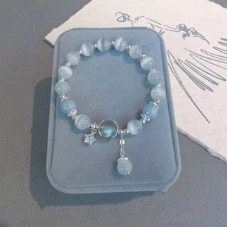 Handmade Grey Blue Rosary with Miraculous Medal