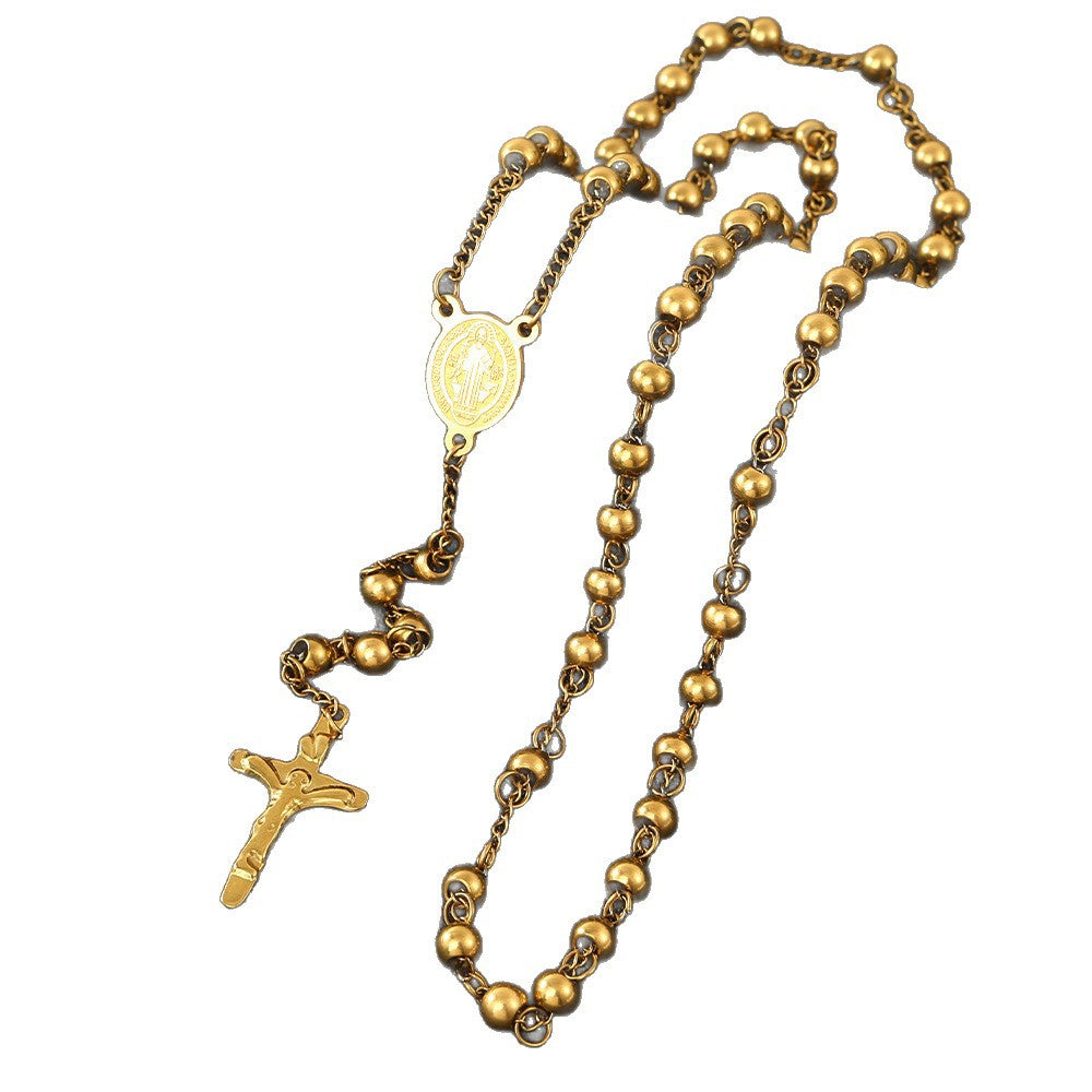Stainless Steel Beads St. Benedict Crucifix Rosary