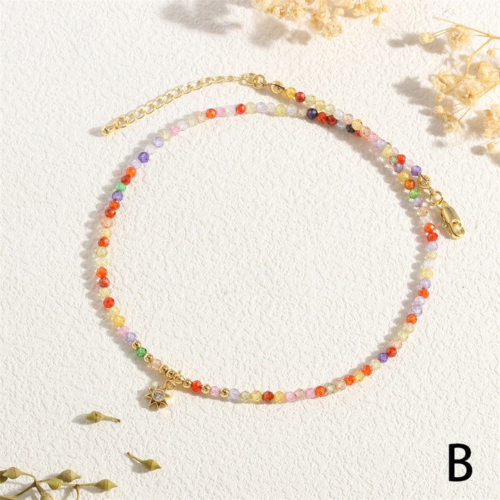 Colorful Tourmaline Beads Rosary with Square Divine Mercy & Golden Crucifix