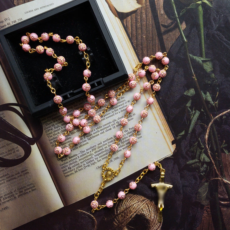 Vibrant Tourmaline Rosary with Golden Chain & Christ Crucifix
