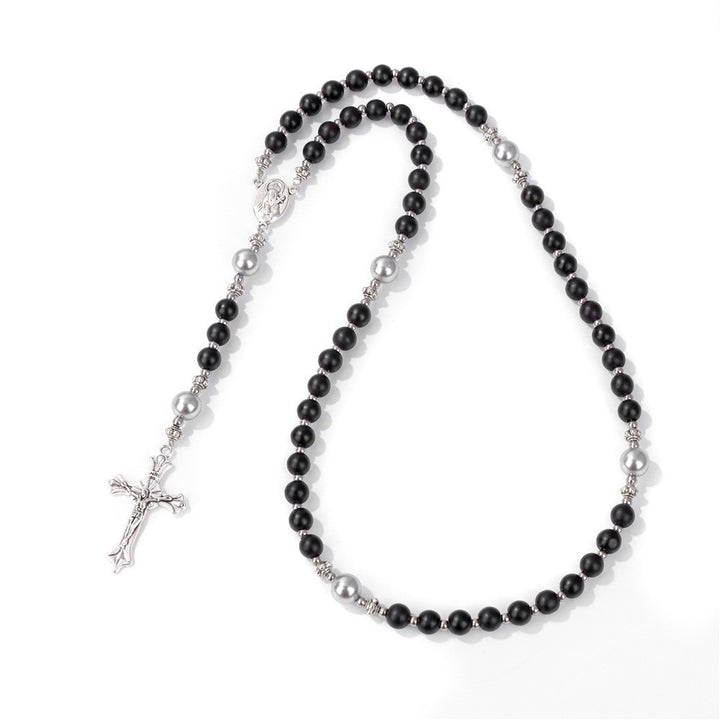 Handmade St. Therese of Lisieux Medal & Crucifix, Lapis Lazuli & Map Stone Rosary