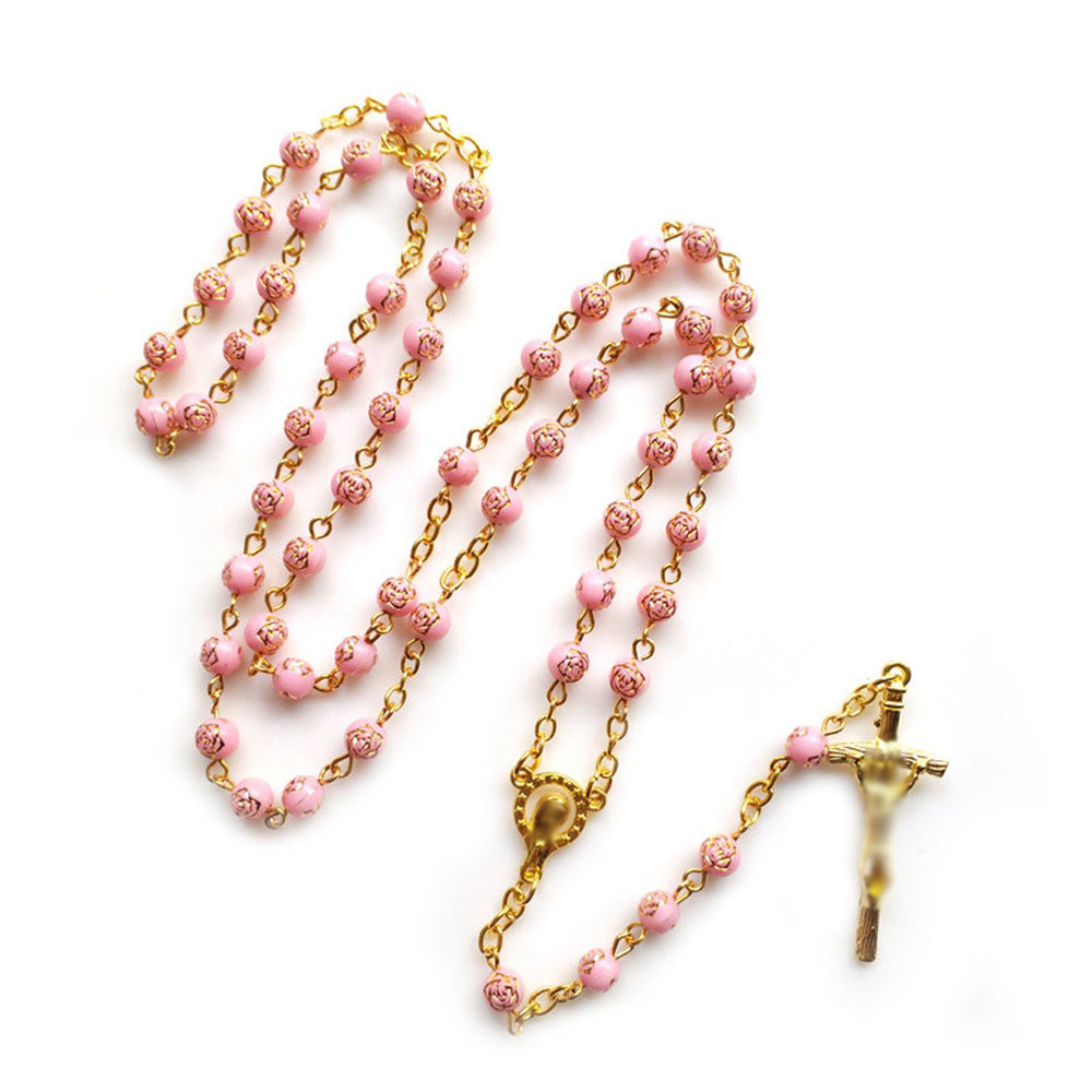 Vibrant Tourmaline Rosary with Golden Chain & Christ Crucifix