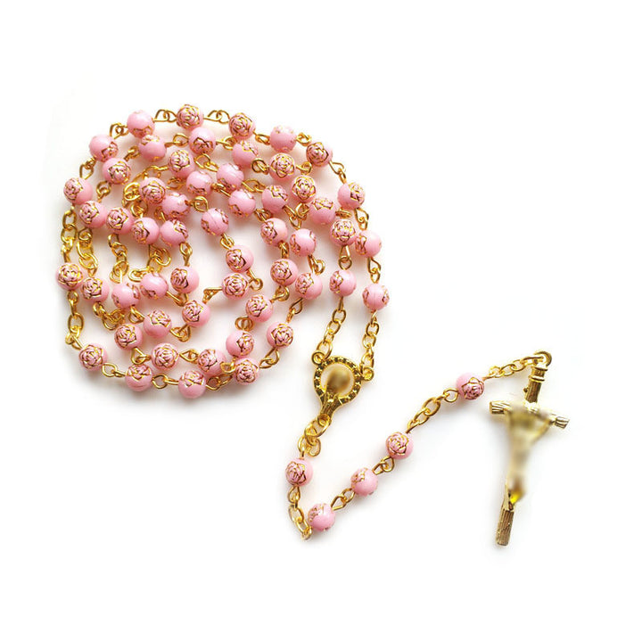 Vibrant Tourmaline Rosary with Golden Chain & Christ Crucifix