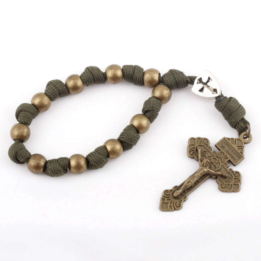 Chic Portable Pocket Rosary with Golden St. Benedict Medal & Crucifix