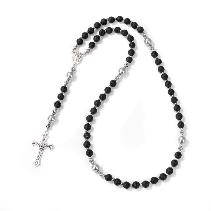 Handmade St. Therese of Lisieux Medal & Crucifix, Lapis Lazuli & Map Stone Rosary