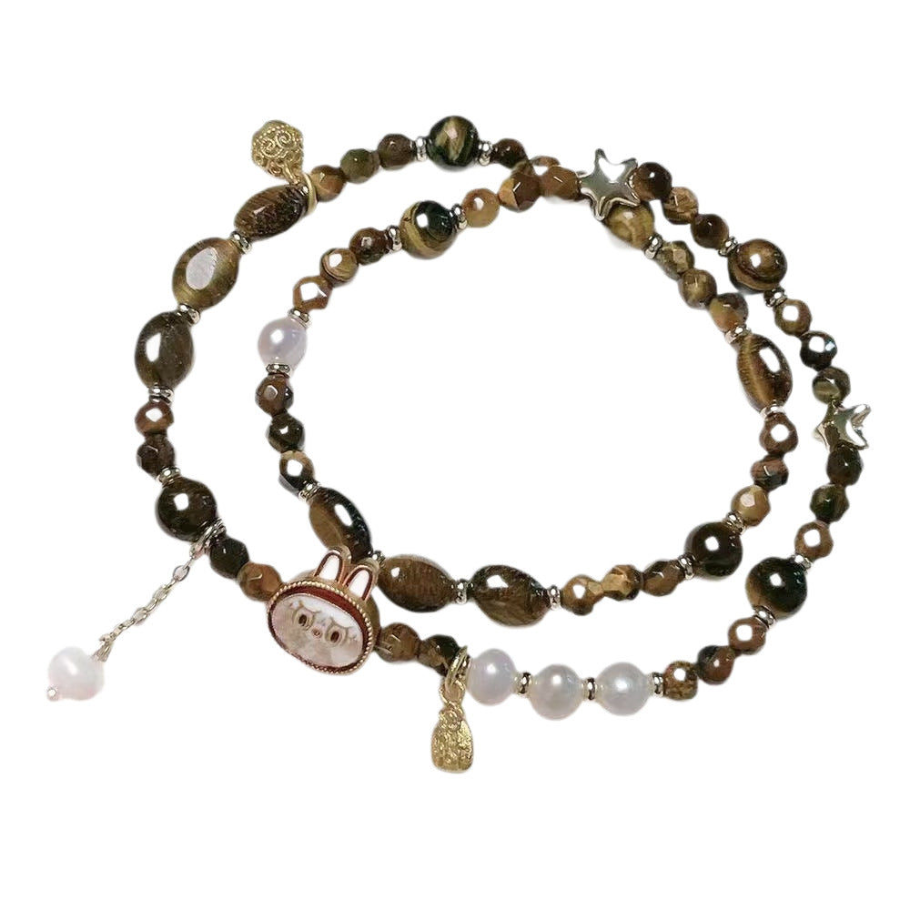 Handmade Tiger's Eye Stone Elastic Rosary Bracelet