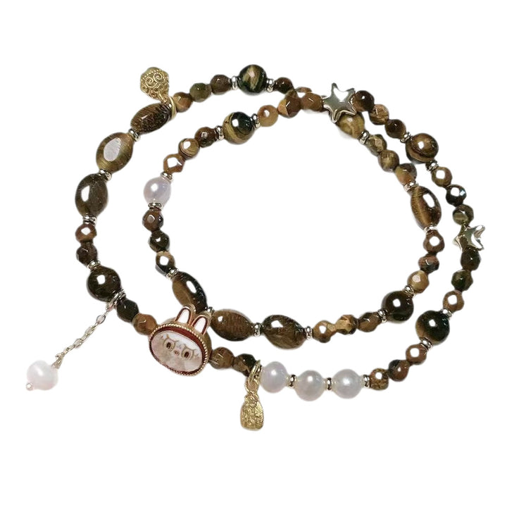 Handmade Tiger's Eye Stone Elastic Rosary Bracelet