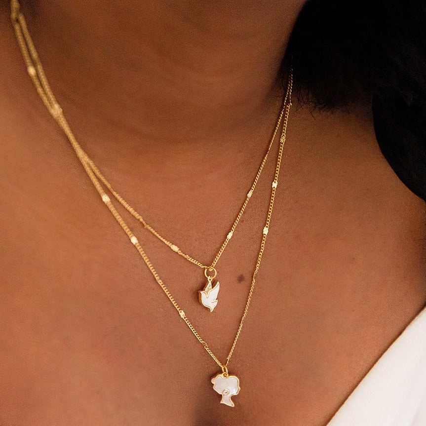 Breath of Grace Necklace with White Enamel
