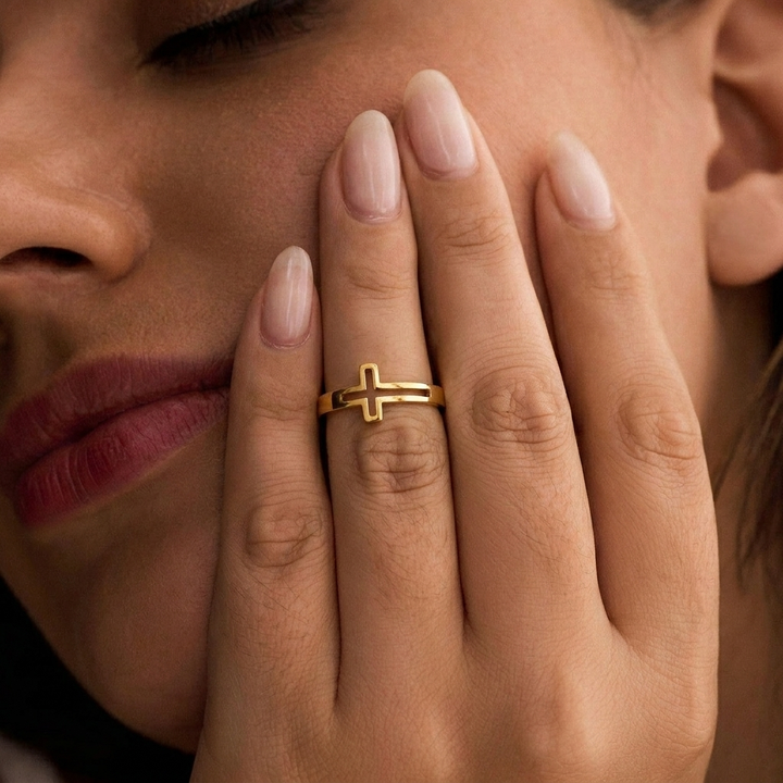 Hollow Cross Ring