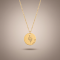 Birth Flower Engraved Necklace