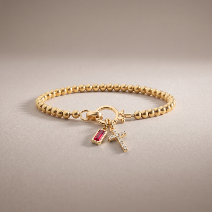 Birthstone Cross Bracelet