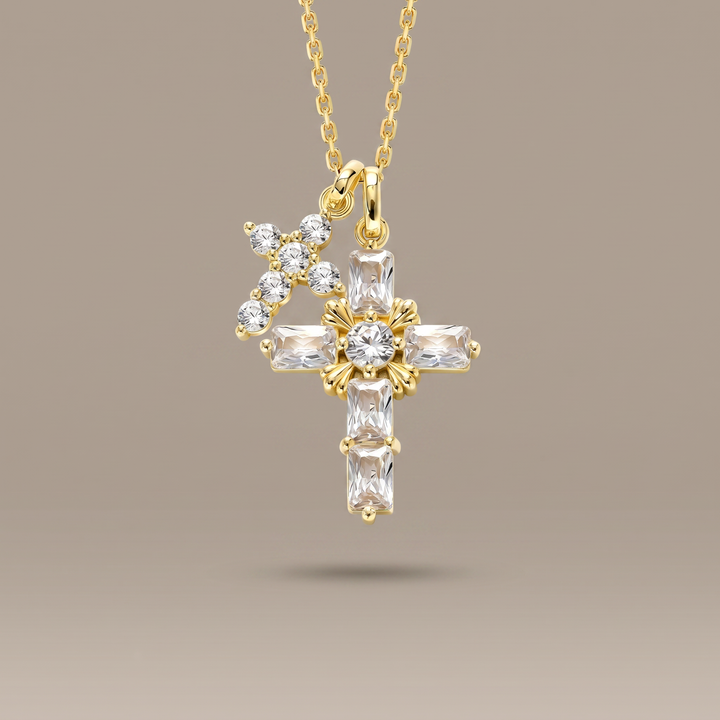 Byzantine Double Crosses Pendant Necklace