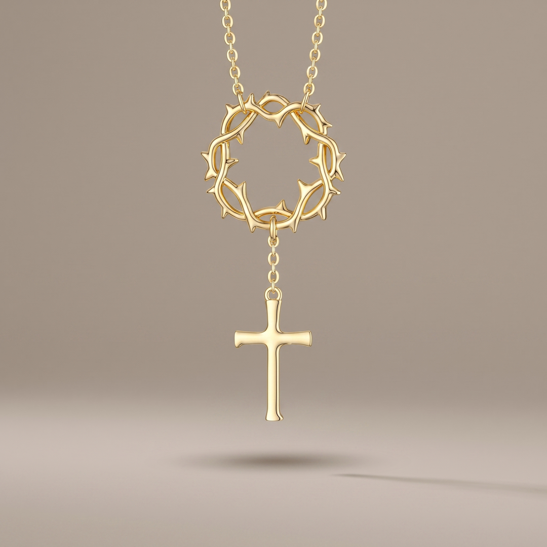 Crown of Thorns Cross Necklace