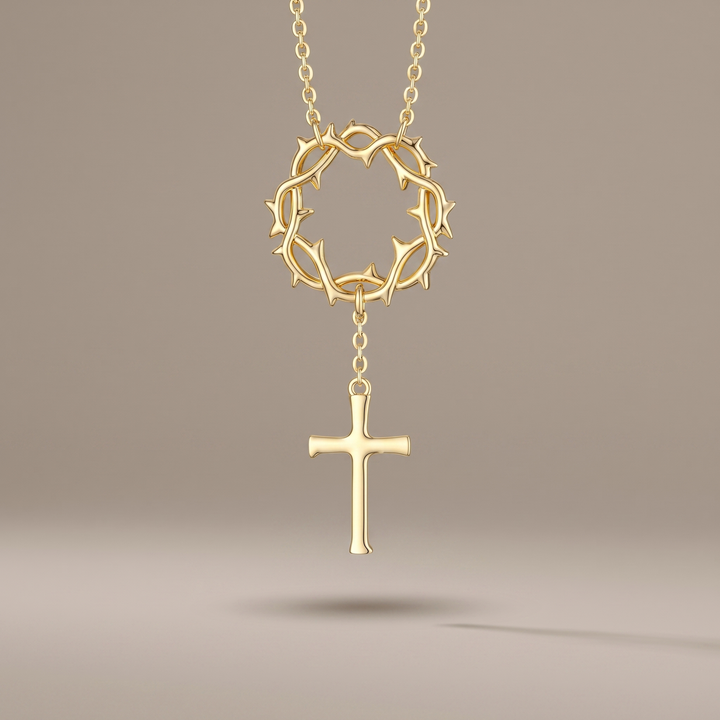 Crown of Thorns Cross Necklace