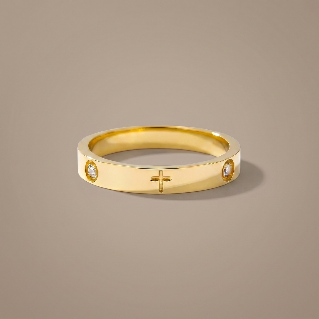 Crystal Cross Ring