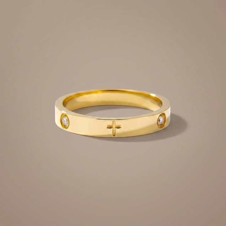 Crystal Cross Ring