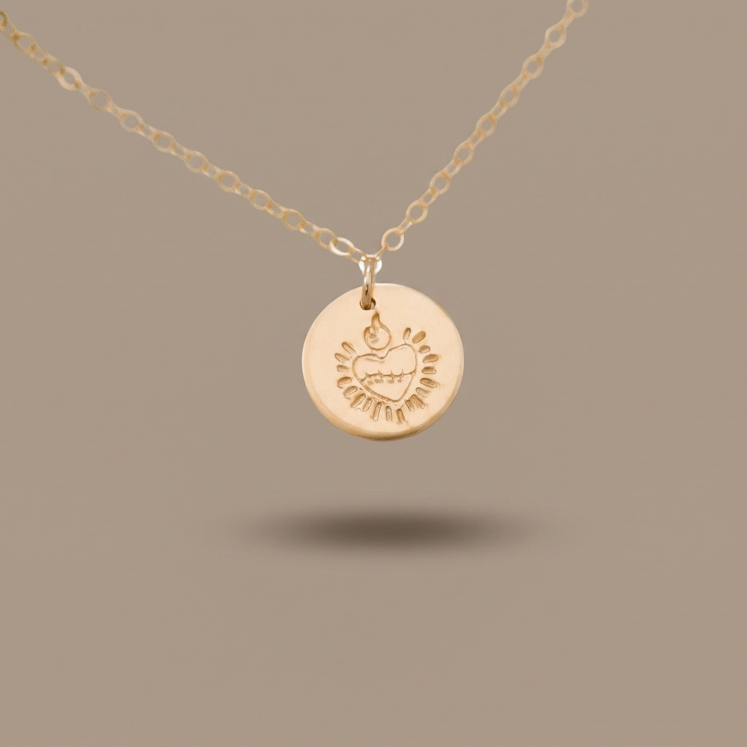 Sacred Heart Disc Necklace