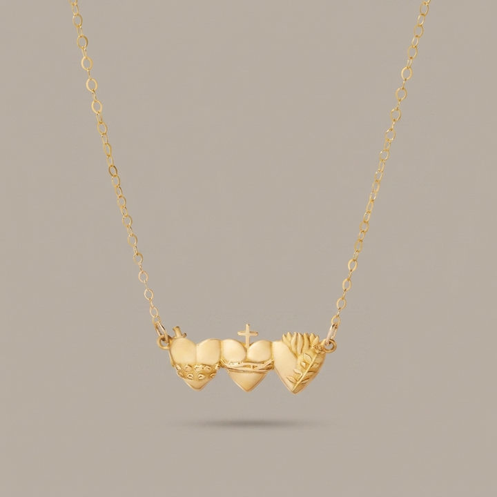 Sacred Hearts of the Holy Family Necklace greige