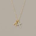 Initial Crystal Cross Necklace