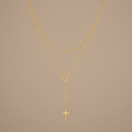 Double Layer Through Grace Cross Necklace
