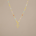 Rainbow Bead Cross Necklace