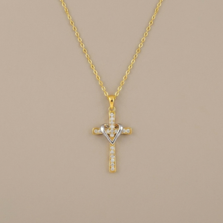 Two Tone Cross Necklace
