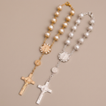 Christian Glass Beads St. Benedict & Jesus Cross Bracelet Rosary