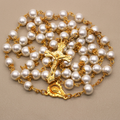 White Pearl Beads Catholic Blessing Rosary