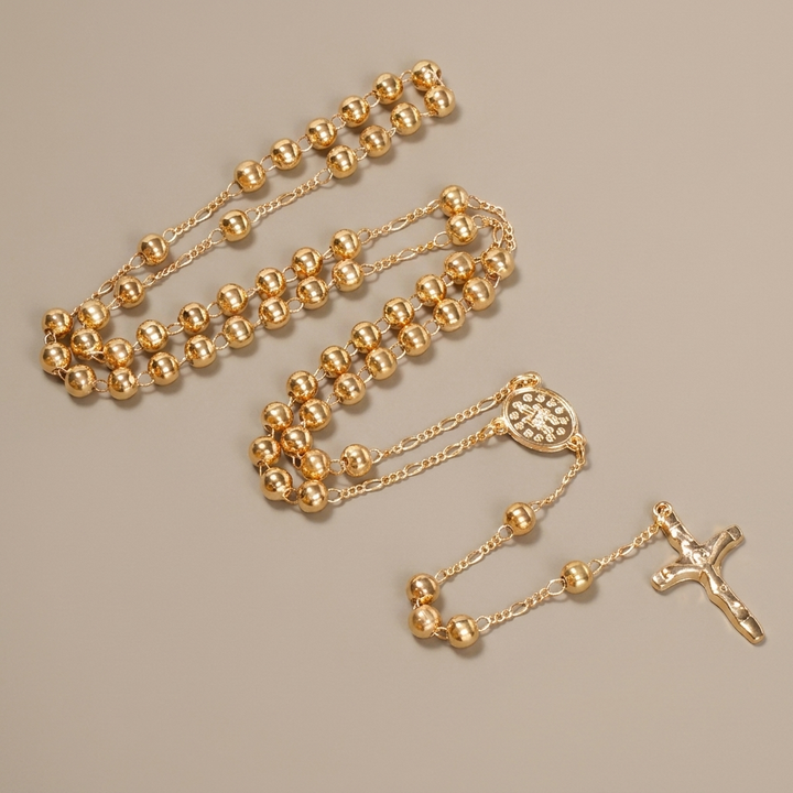 Christian Virgin Mary Long Chain Jesus Cross Religion Rosary