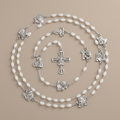 Via Crucis 14 Stations of the Cross Oval Mother of Pearl/Olive Wood Rosary
