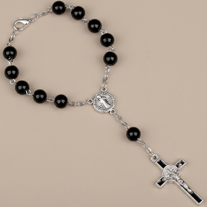 Handmade Beaded Cross Bracelet Pocket Rosary