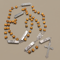 Our Lady of Fátima & Crucifix, Round Golden Metal Gems Alloy Chain Rosary