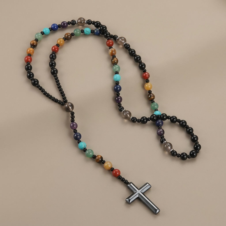 Handmade Rosary with Pink Round Beads & Crucifix, A Floral Tribute to the Sacred Heart