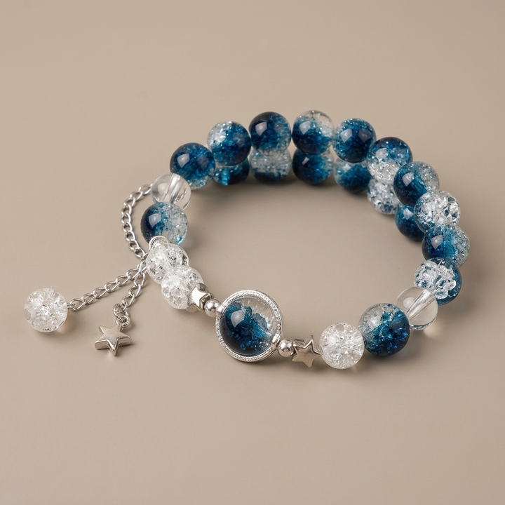 Handmade Grey Blue Rosary with Miraculous Medal