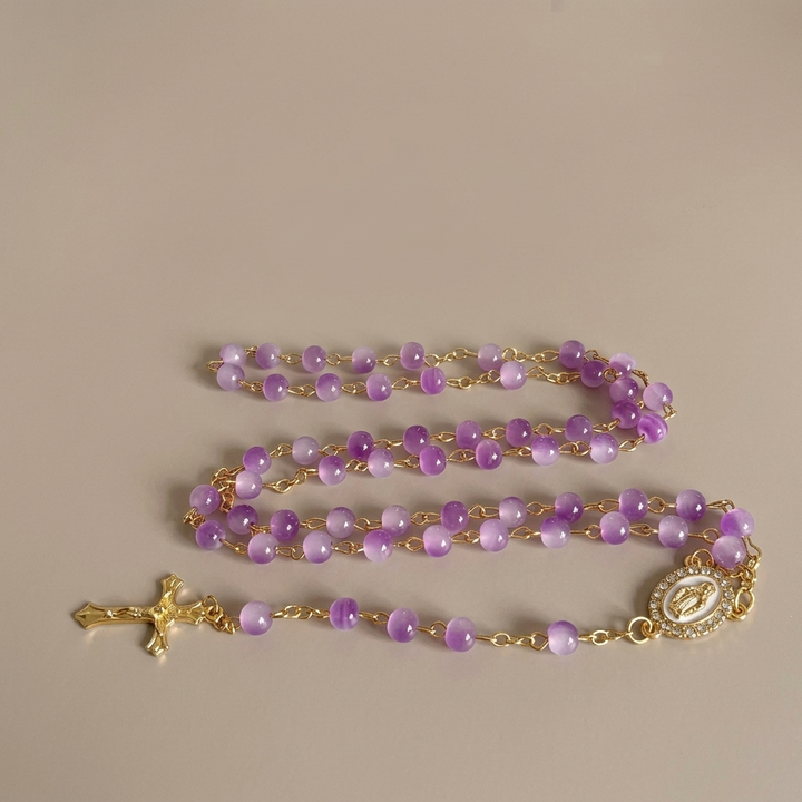 Rose Red Agate Bead Rosary Bracelet