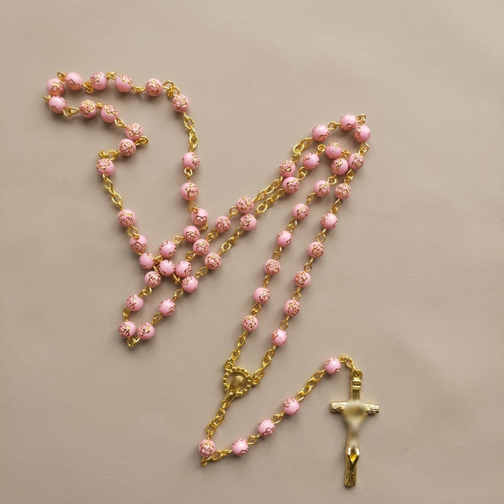 Vibrant Tourmaline Rosary with Golden Chain & Christ Crucifix