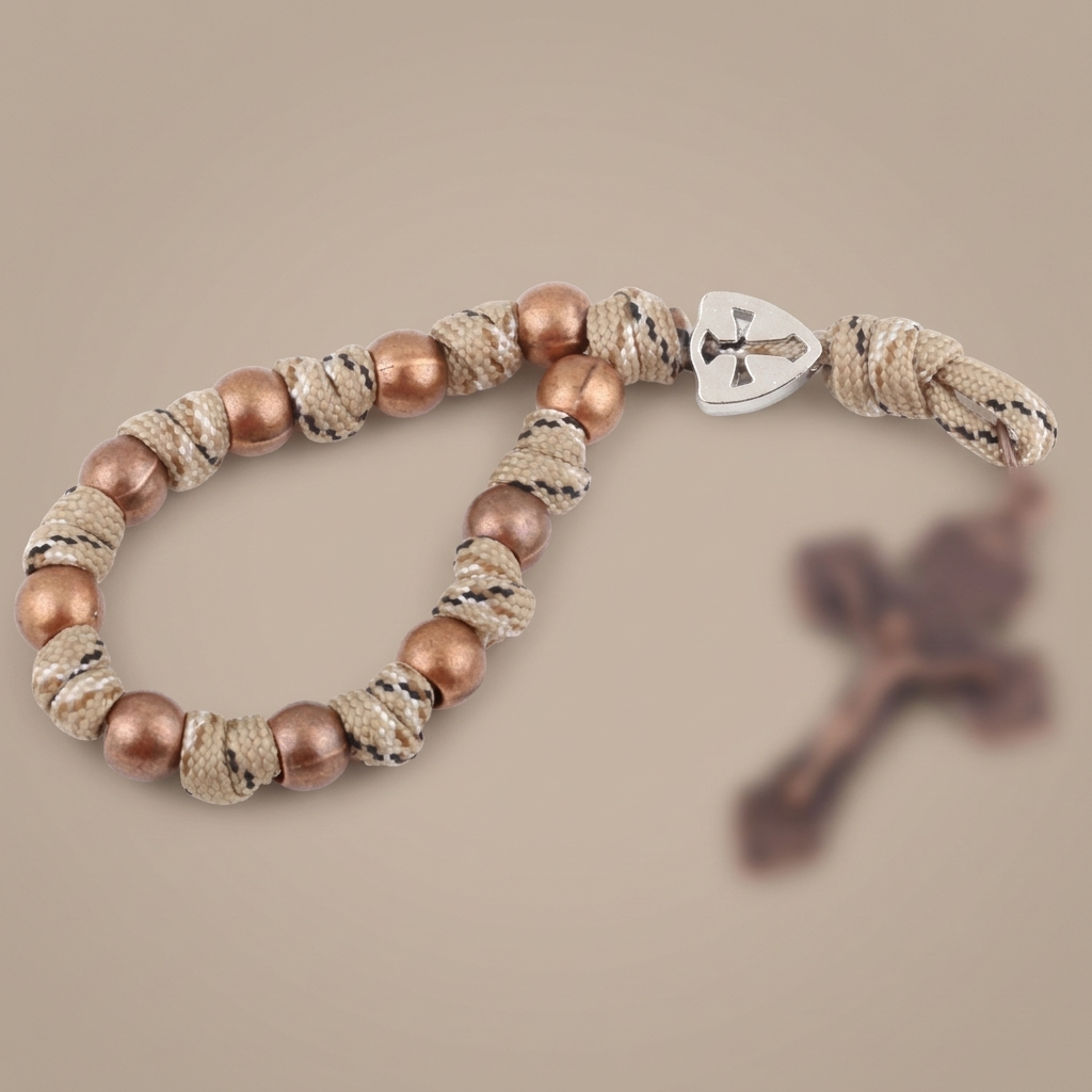 Chic Portable Pocket Rosary with Golden St. Benedict Medal & Crucifix