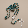 Handcrafted Turquoise Rosary with Miraculous Medal & Amber Beads
