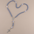 Miraculous Medal & Crucifix, Purple Pearl & Crystal Handmade Rosary