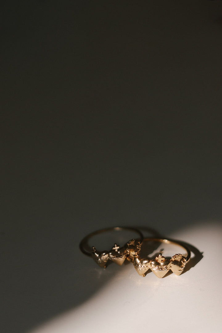 Sacred Hearts of the Holy Family Ring in Gold Vermeil
