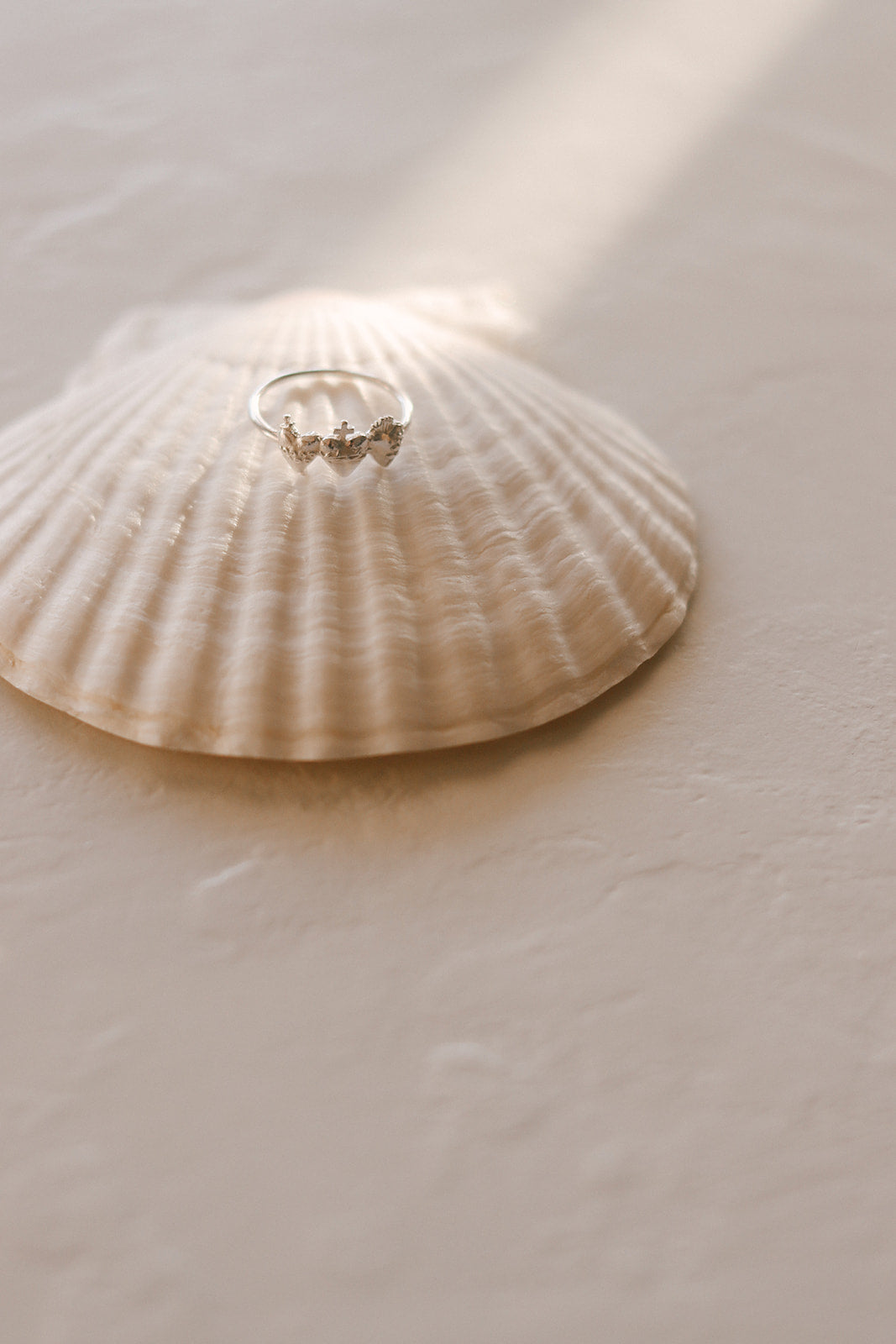 Sacred Hearts of the Holy Family Ring in Sterling Silver