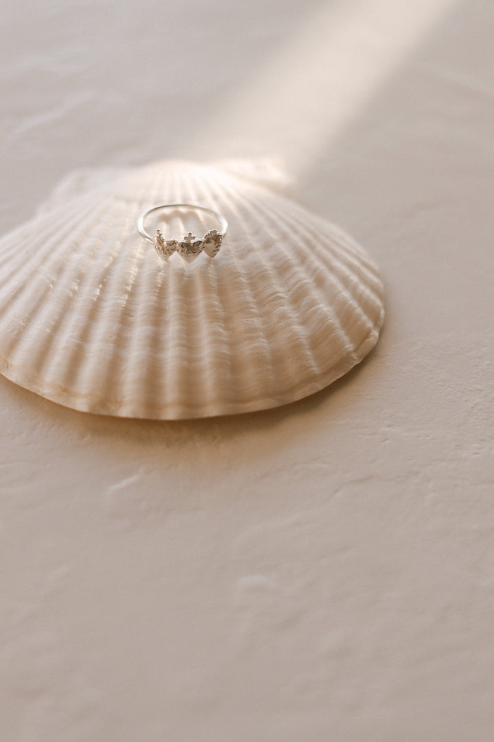 Sacred Hearts of the Holy Family Ring in Sterling Silver