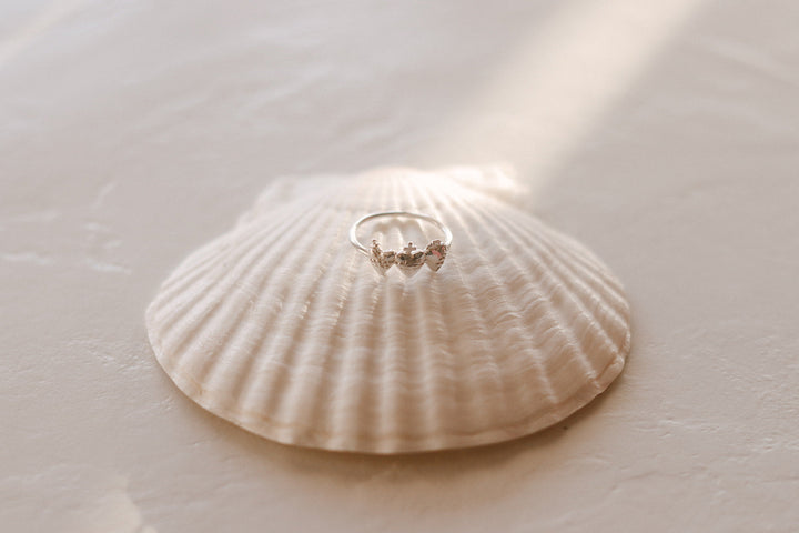 Sacred Hearts of the Holy Family Ring in Sterling Silver